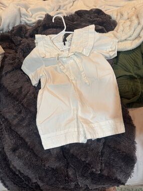 Vintage White Short-Sleeve with Tie Neck